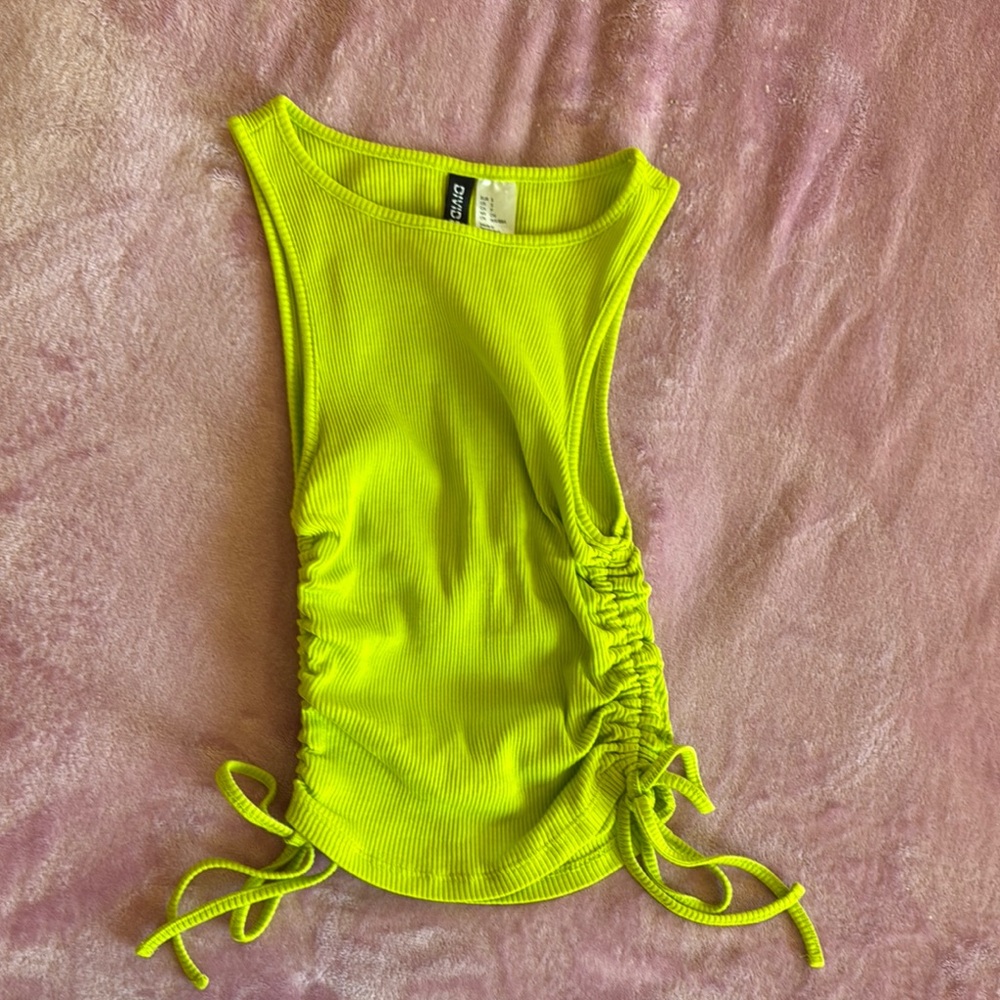 H&M Size Small Yellow Ruched Cut Out Tank Top